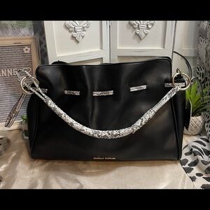 Badgley Mischka black hobo solid/snake print combo bag